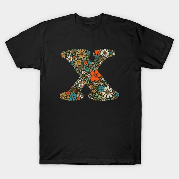 Hippie Floral Letter X T-Shirt by zeljkica